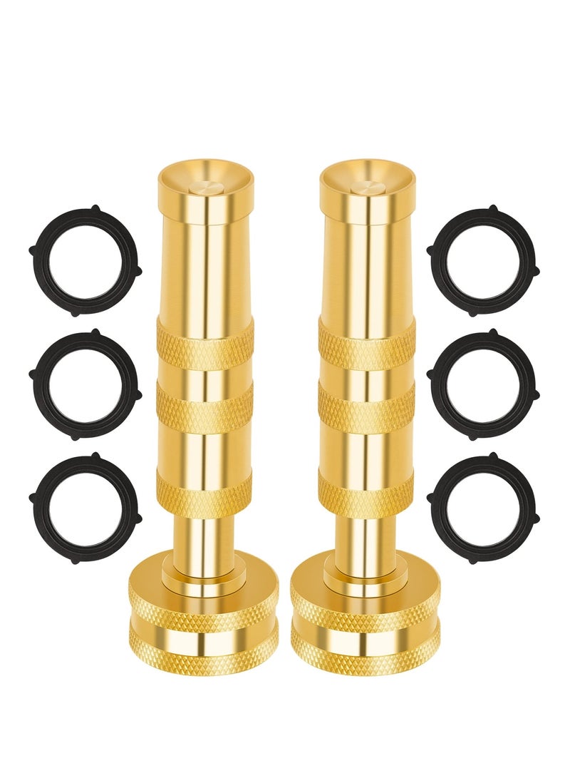 Zikra Brass Hose Nozzle, High Pressure Jet Nozzles 2 Pack, Heavy Duty Sprayer for Garden Hoses, Adjustable Spray Gun, Solid Twist Water Hose Nozzle for Patio, Lawn, Car Wash, Extra 6 Rubber Washers - Image 1