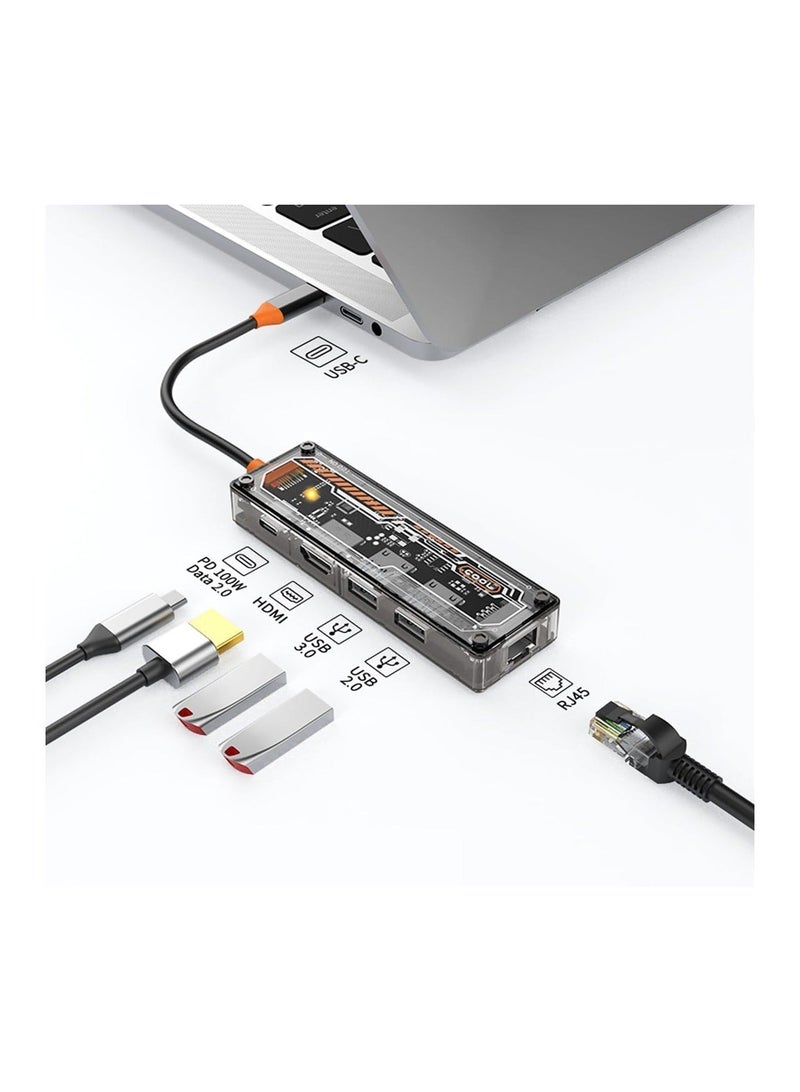 Captaintech USB C Hub Multiport Adapter, 5 in 1 Docking Station, USB-C Adapter with HDMI 4K 30Hz, LAN RJ45, 100W PD, USB 3.0 and USB 2.0 for MacBook Pro/Air M1, iPad Pro/Air, Surface Pro 5-in-1 Dock - Image 2