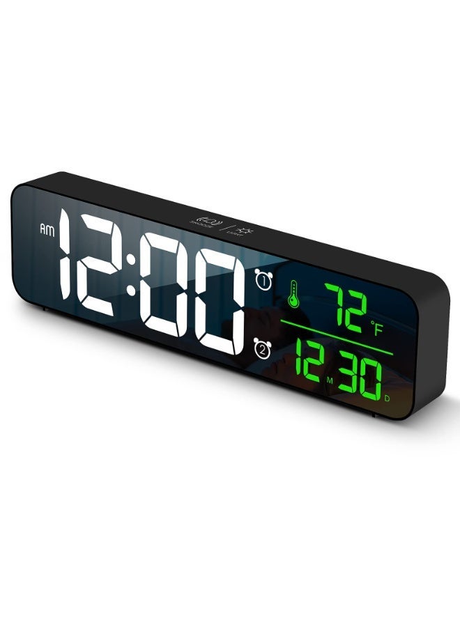 Digital Clock for Bedroom and Living Room - Large Display Alarm Clock With Date & Temp, 10.4 Inch, 12/24H, Snooze - Black - Image 2
