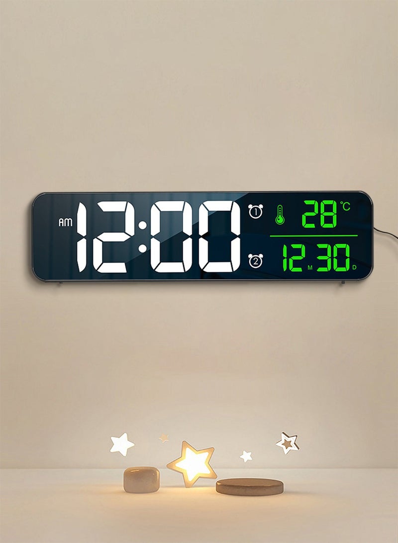 Digital Clock for Bedroom and Living Room - Large Display Alarm Clock With Date & Temp, 10.4 Inch, 12/24H, Snooze - Black - Image 1
