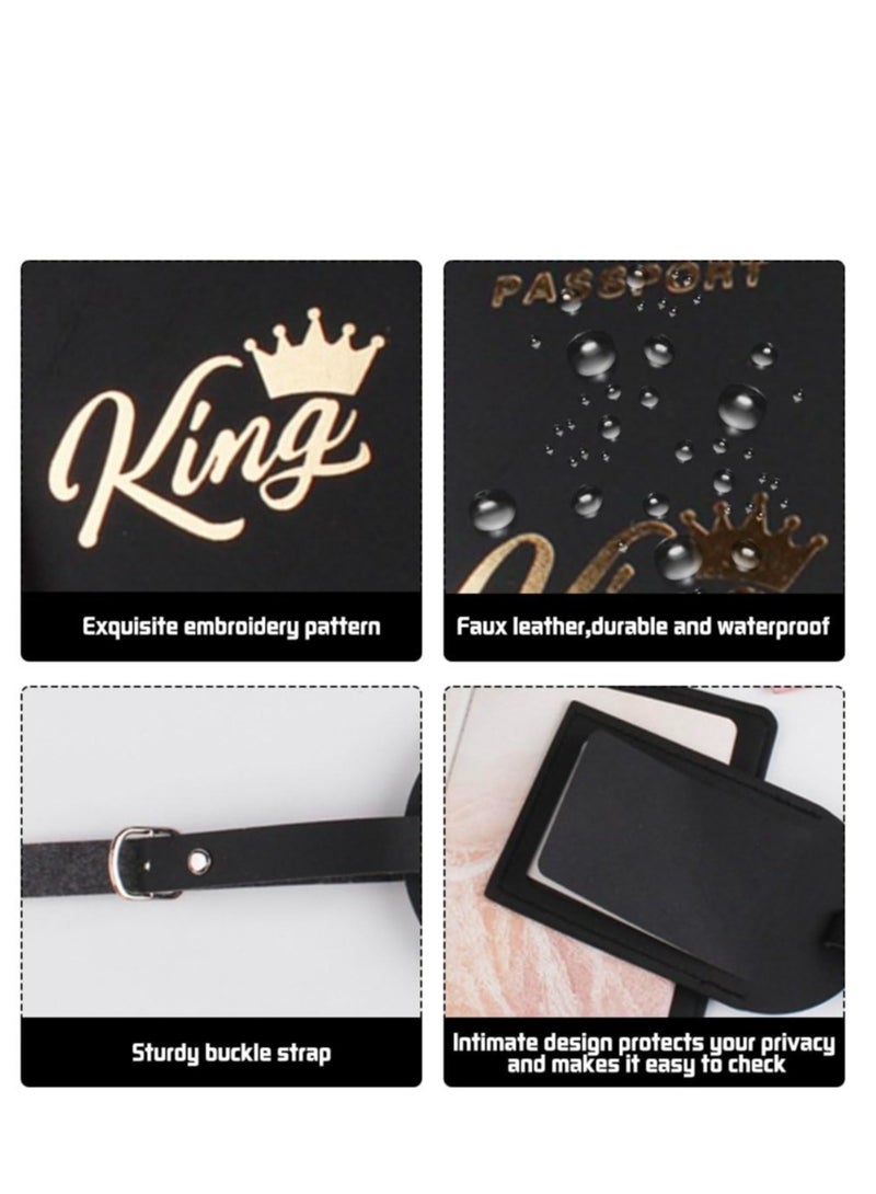 SOLARAE Luggage Tags Couple Passport Holder Set, Leather Travel Luggage Tags Passport Cover Honeymoon Gifts Bridal Shower Gift for Wedding Engagement Newlyweds, 4 Pack - Image 4