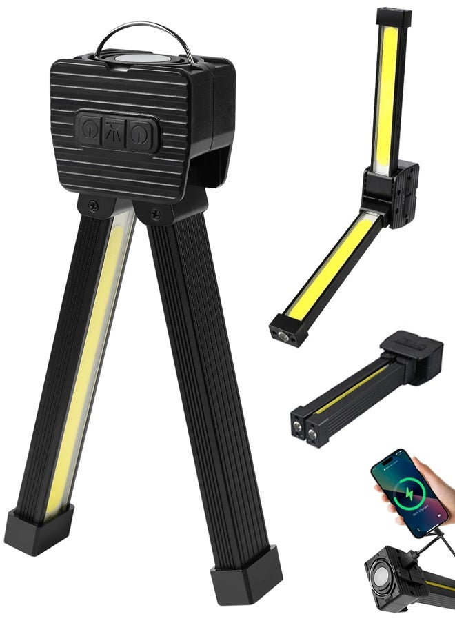 Gym Lamp for Posing, 180 Degree Folding Magnetic Work Light, 7th Gear Dimming, Portable Magnetic LED Flashlight with Hanging Hook, Handheld USB Rechargeable Power Bank Camping Light - Image 1