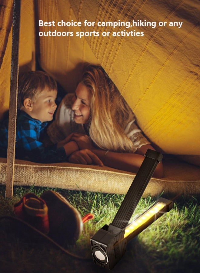 Gym Lamp for Posing, 180 Degree Folding Magnetic Work Light, 7th Gear Dimming, Portable Magnetic LED Flashlight with Hanging Hook, Handheld USB Rechargeable Power Bank Camping Light - Image 3