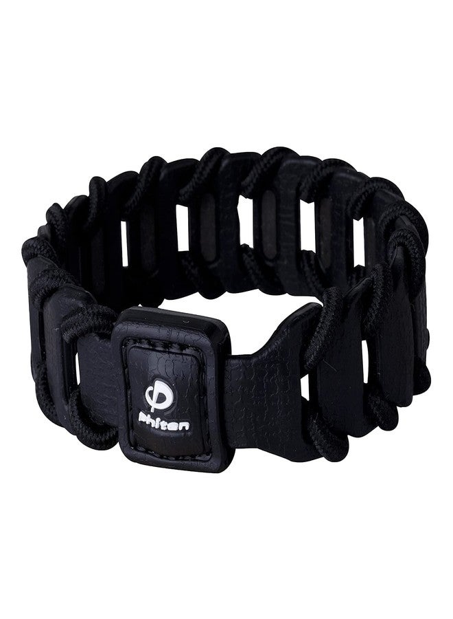 Phiten Fuse Titanium Bracelet - Durable Leather-Textured Silicone with Woven Nylon Cord, Permeated with Premium Aqua-Titanium and Micro-Titanium Spheres for Sports, Gym, Athletics, Black 6.75" - Image 1