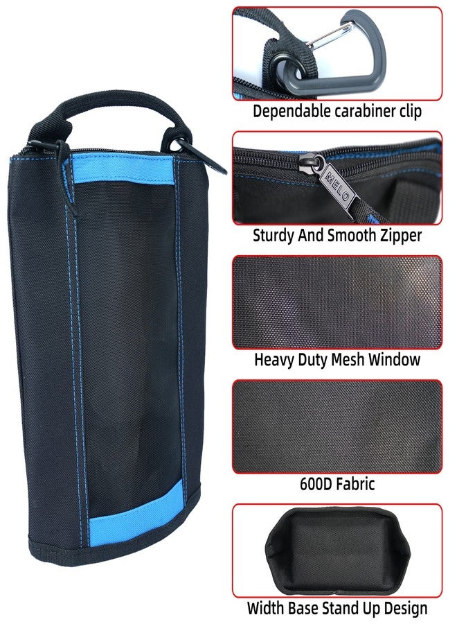 MELOTOUGH Fastener Bag Small Zip Tool Pouch Canvas Utility Zipper Tool Bag with Heavy Duty Mesh Window,Carabiner Clip (4 Pack) - Image 2