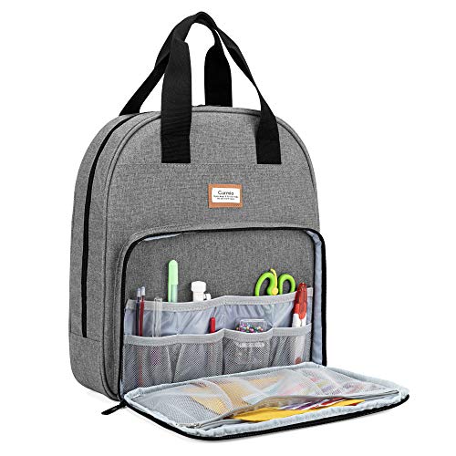 CURMIO Embroidery Bag Portable Project Storage for Hoops Floss and Cross Stitch Supplies BAG ONLY Grey Patented Design - Image 1