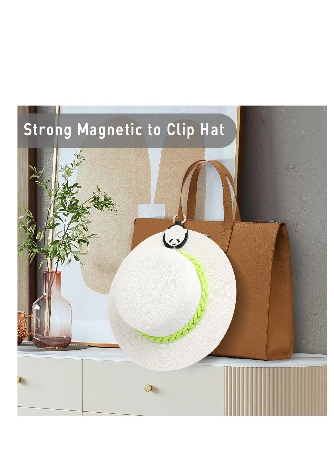 Magnetic Hat Clip for Travel, PU Hat Clip, Handbag Hat Holder Bag Hat Holder Clip for Men Women Backpack Luggage, Panda Pattern, 1 Pcs  - Image 1