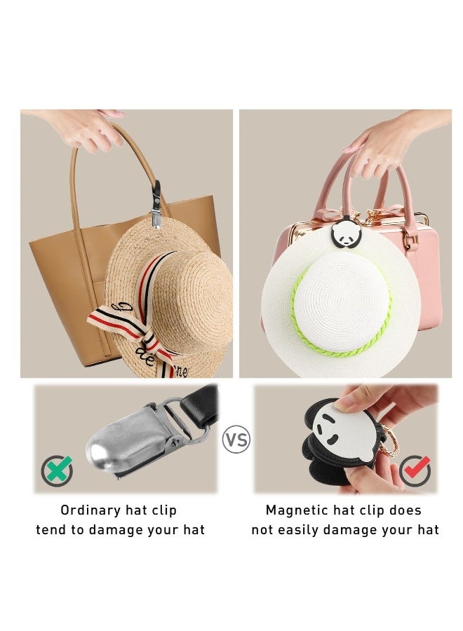 Magnetic Hat Clip for Travel, PU Hat Clip, Handbag Hat Holder Bag Hat Holder Clip for Men Women Backpack Luggage, Panda Pattern, 1 Pcs  - Image 3