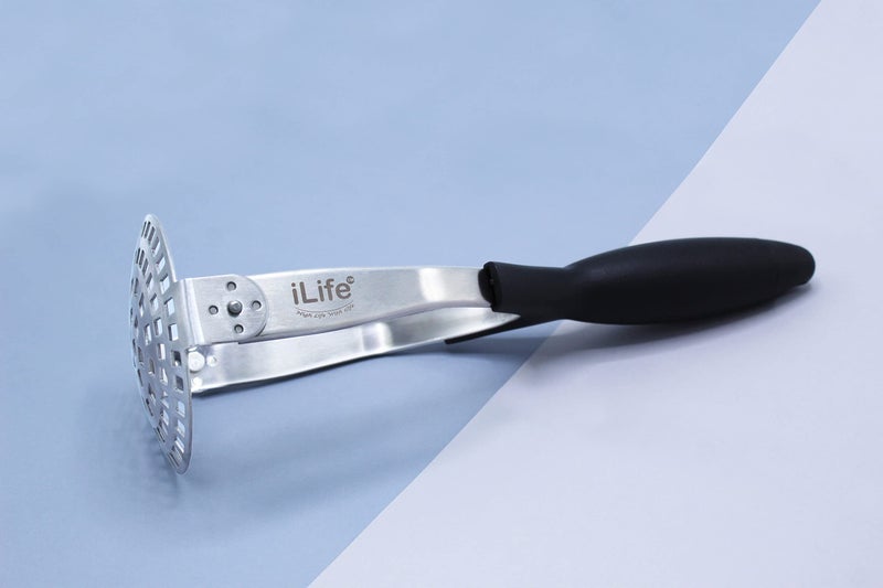 iLife من الفولاذ المقاوم للصدأ 2 في 1 لهرس الطماطم والخضروات مع ملعقة تقليب بمقبض أفقي مثالي للتقليب والانعكاس - Image 2