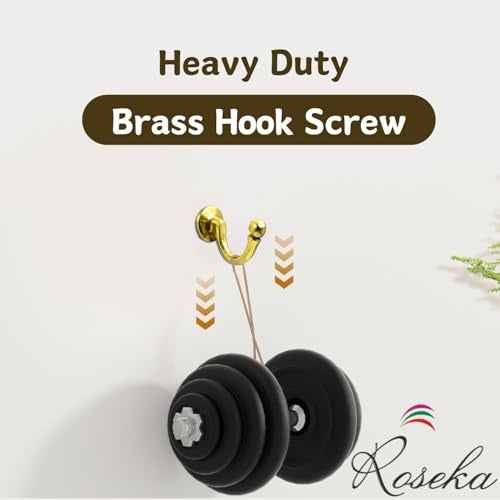 Roseka Real Brass Hooks Screw for Wall Hanging Bell Diyas Door Hanging Swings Single Khunti Hook for Kitchen Bathroom/Utensil Hook Holder/Bedroom Clothing Hanger (Pack of 2) - Image 4