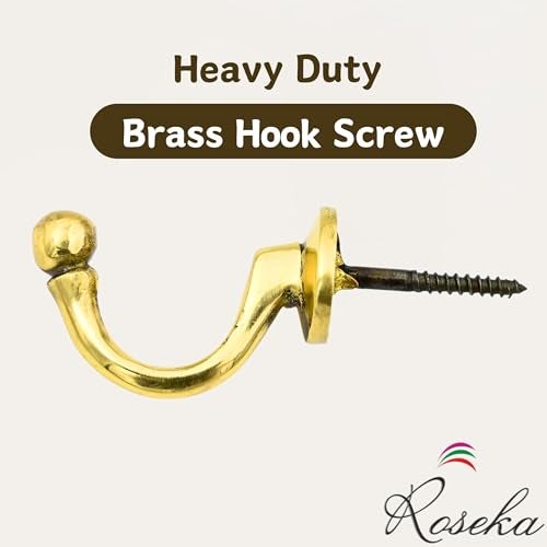 Roseka Real Brass Hooks Screw for Wall Hanging Bell Diyas Door Hanging Swings Single Khunti Hook for Kitchen Bathroom/Utensil Hook Holder/Bedroom Clothing Hanger (Pack of 2) - Image 3