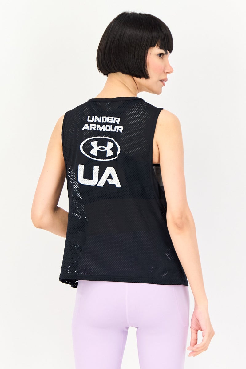 UNDER ARMOUR Women Loose Fit Sleeveless Training Tank Top, Black - Image 3