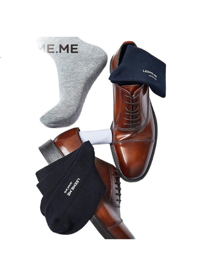 Leeme.Me Li Mi [Antibacterial] Men'S Socks, Spring Men'S Socks, Business Casual Mid-Calf Cotton Socks, All-Season Style, 6 Black, One Size Fits All - Image 2
