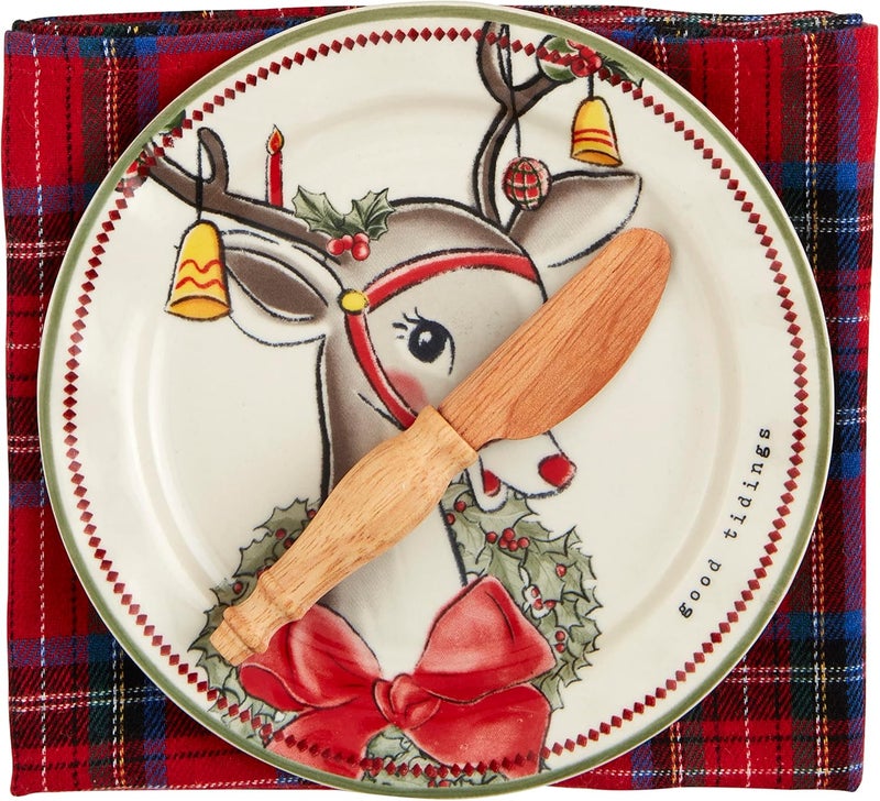 Mud Pie Appetizer Set plate 6 12 dia Reindeer - Image 1
