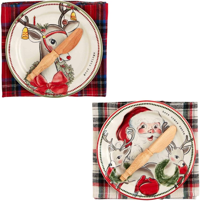Mud Pie Appetizer Set plate 6 12 dia Reindeer - Image 2