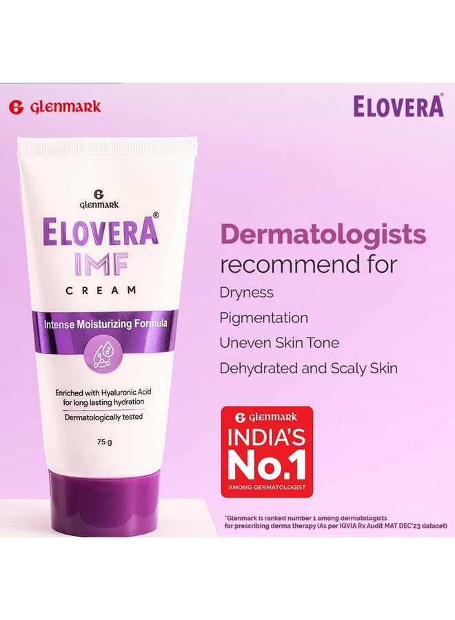 Elovera Intense Moisturizing Cream Imf 75G | Enriched With Hyaluronic Acid With Anti Ageing Benefits, Reduces Fine Lines & Wrinkles | Nourish & Rejuvenate Skin | Dermatologically Tested | Paraben Free - Image 2