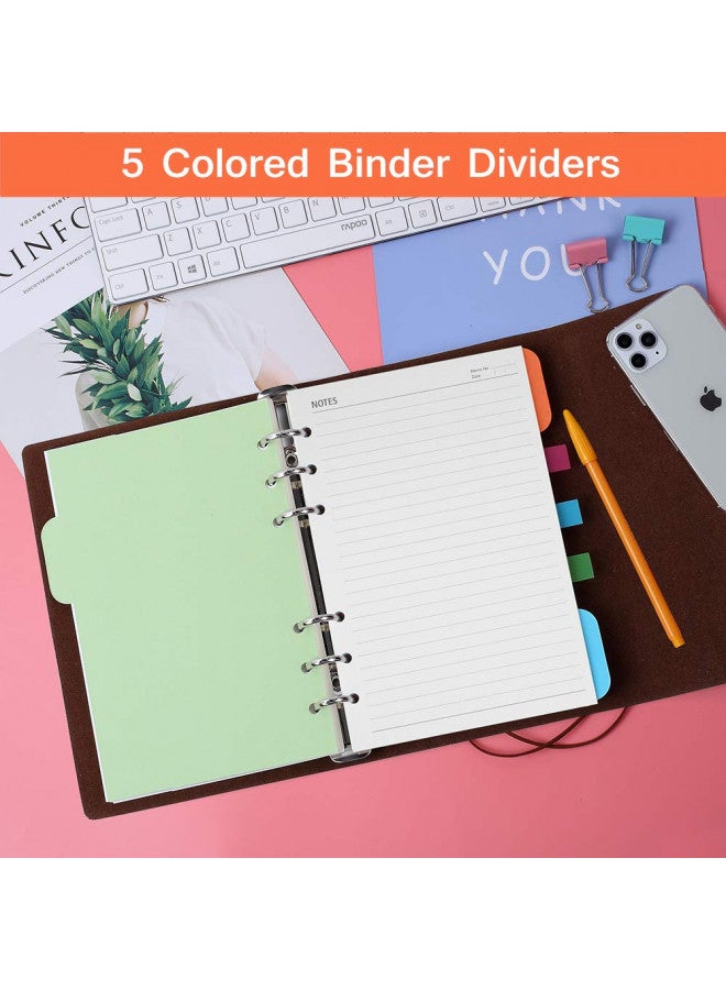 MaleDen A5 Refill Paper, 200 Lined Pages, 5 Tabs Binder Divider, 160 PCS Index Tabs with Ruler, 2 PCS PVC Pockets, Binder Inserts for Refillable Planner Organizer  - Image 3
