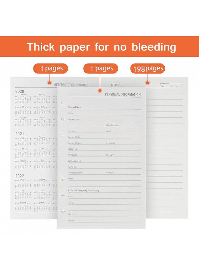 MaleDen A5 Refill Paper, 200 Lined Pages, 5 Tabs Binder Divider, 160 PCS Index Tabs with Ruler, 2 PCS PVC Pockets, Binder Inserts for Refillable Planner Organizer  - Image 2