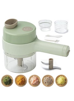 ELTRAZONE 4 in 1 Handheld Electric Vegetable Cutter Set, Mini Hand-held Wireless Electric Garlic Mud Masher Chopper, Mixer Auxiliary Food Slicer Dicer for Garlic Pepper Chili Onion  - Image 1