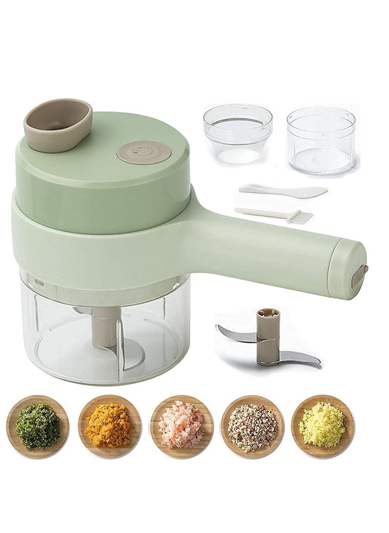 ELTRAZONE 4 in 1 Handheld Electric Vegetable Cutter Set, Mini Hand-held Wireless Electric Garlic Mud Masher Chopper, Mixer Auxiliary Food Slicer Dicer for Garlic Pepper Chili Onion  - Image 1