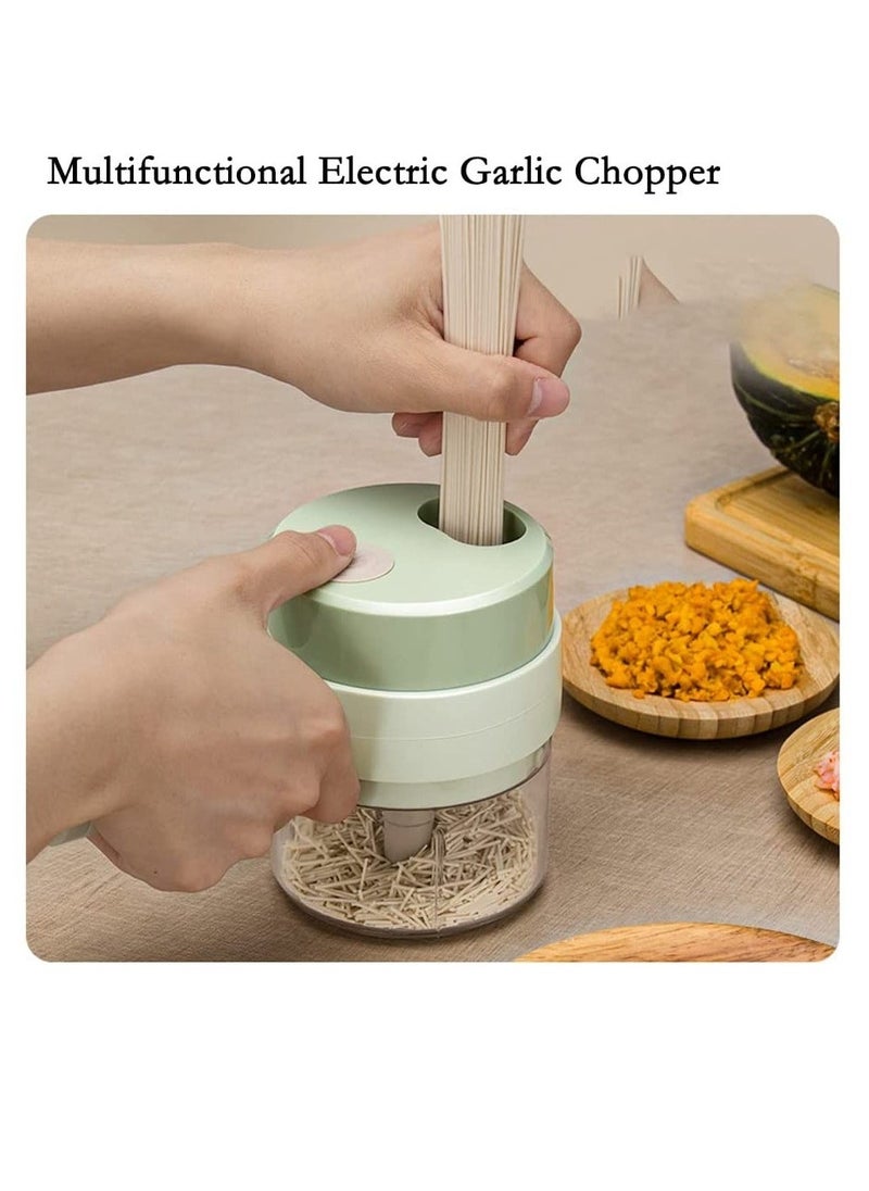 ELTRAZONE 4 in 1 Handheld Electric Vegetable Cutter Set, Mini Hand-held Wireless Electric Garlic Mud Masher Chopper, Mixer Auxiliary Food Slicer Dicer for Garlic Pepper Chili Onion  - Image 3