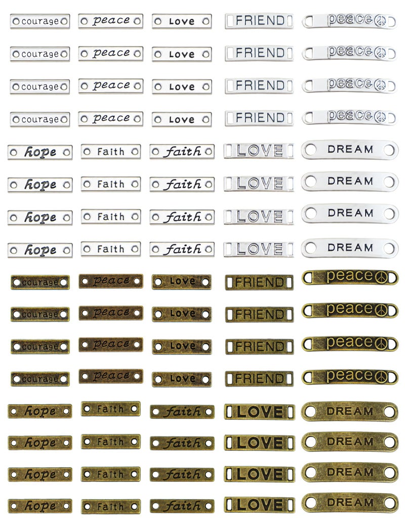 JIALEEY Mixed Words Letters Connector Pendants Beads Charms for Crafting Jewelry Findings Making Accessory for DIY Necklace Bracelet 80pcs110g