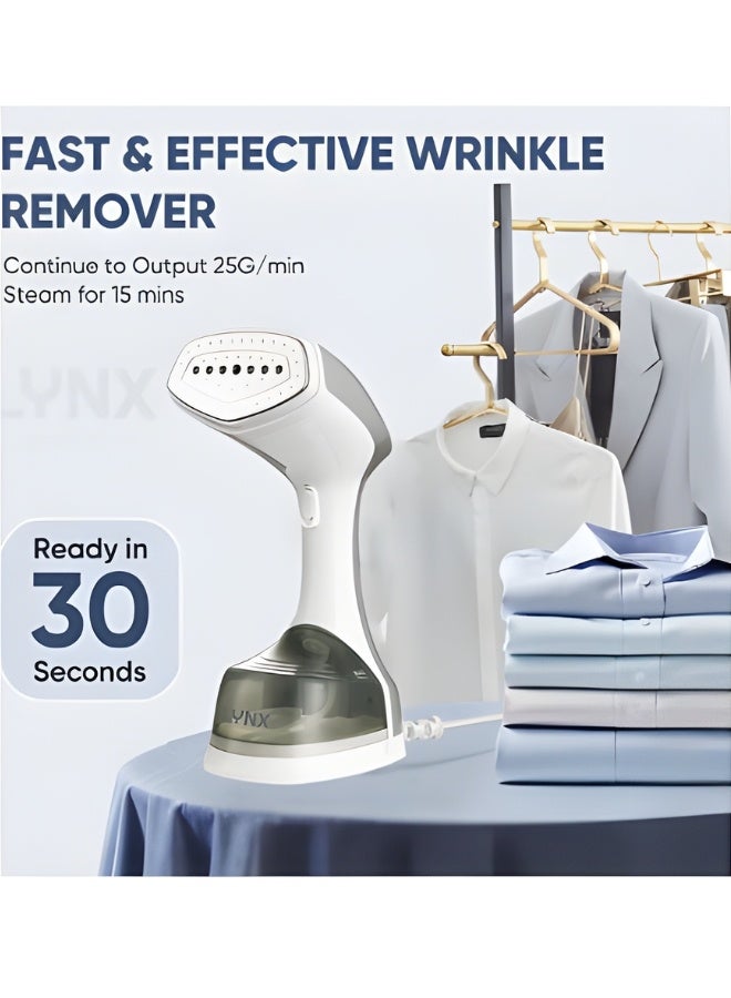lynx Clothes Steamer, 1400-Watt Steamer for Clothes, Fast Heat-Up Steam Iron with 220ML Large Detachable Water Tank, Lightweight Travel Steamer, Travel Iron for Fabrics and Clothes Gray LY-IR-3035-GR - Image 1