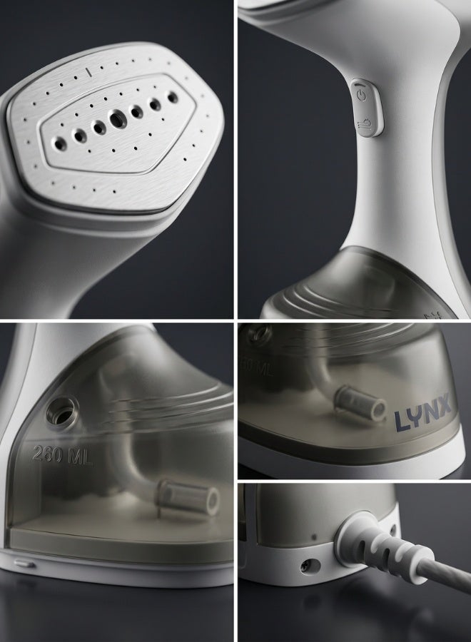 lynx Clothes Steamer, 1400-Watt Steamer for Clothes, Fast Heat-Up Steam Iron with 220ML Large Detachable Water Tank, Lightweight Travel Steamer, Travel Iron for Fabrics and Clothes Gray LY-IR-3035-GR - Image 3