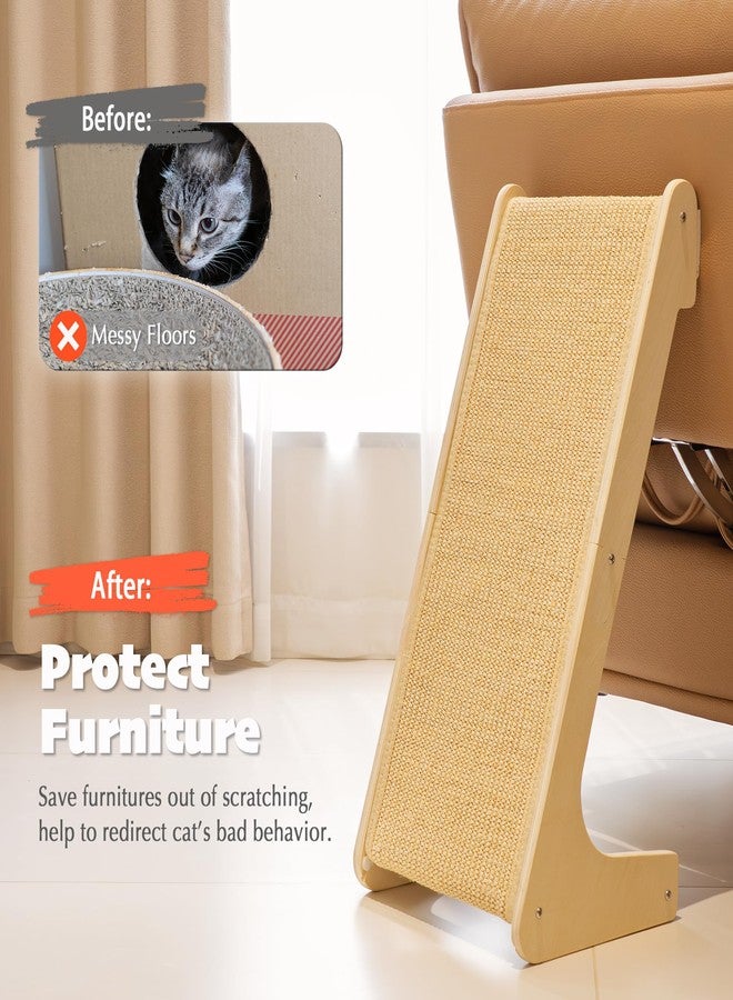 PETKARAY L Shape Cat Scratcher, Sisal Kitty Scratching Ramp, Vertical Scratch Pad for Indoor Cats, 25.2" Furniture Protector with Catnip, Classic - Image 5