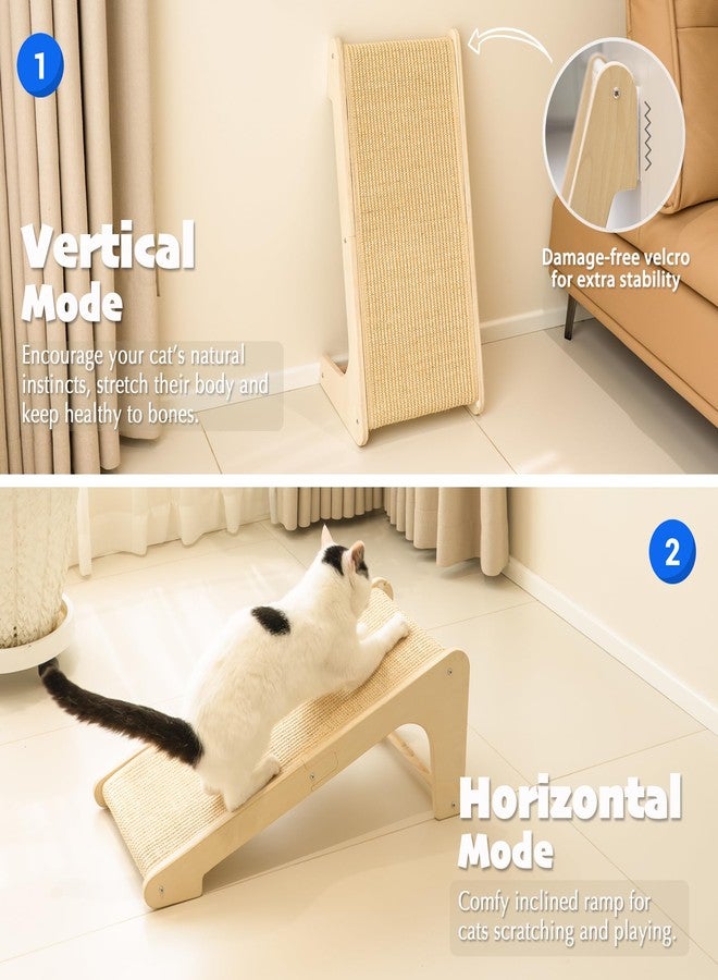 PETKARAY L Shape Cat Scratcher, Sisal Kitty Scratching Ramp, Vertical Scratch Pad for Indoor Cats, 25.2" Furniture Protector with Catnip, Classic - Image 3