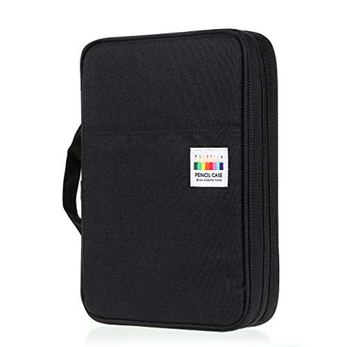 BTSKY Portable Colored Pencil Case Colored Pencil Organizer Holds 166 Pencils or 112 Gel Pens Large Capacity Zippered Pencil Holder Gel pens Black - Image 1