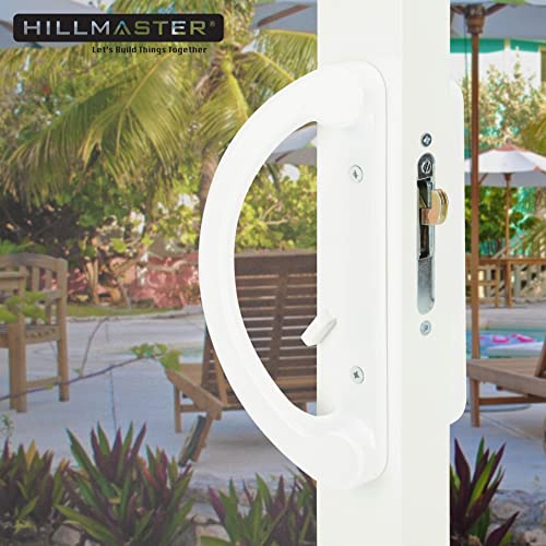 HILLMASTER Patio Door Handle Set with Mortise Lock 45° for Replacement Mortise Style Reversible Design Non-keyed Sliding Patio Glass Door Handles, Fits 3-15/16” Screw Hole Spacing White Finish - Image 4
