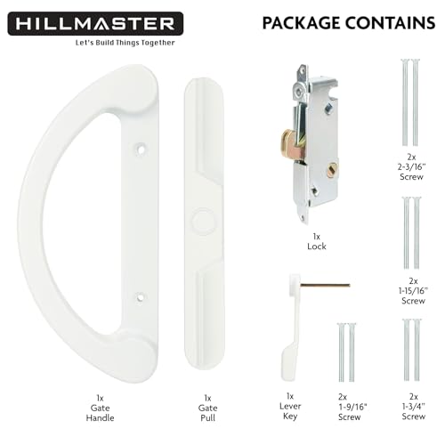 HILLMASTER Patio Door Handle Set with Mortise Lock 45° for Replacement Mortise Style Reversible Design Non-keyed Sliding Patio Glass Door Handles, Fits 3-15/16” Screw Hole Spacing White Finish - Image 5