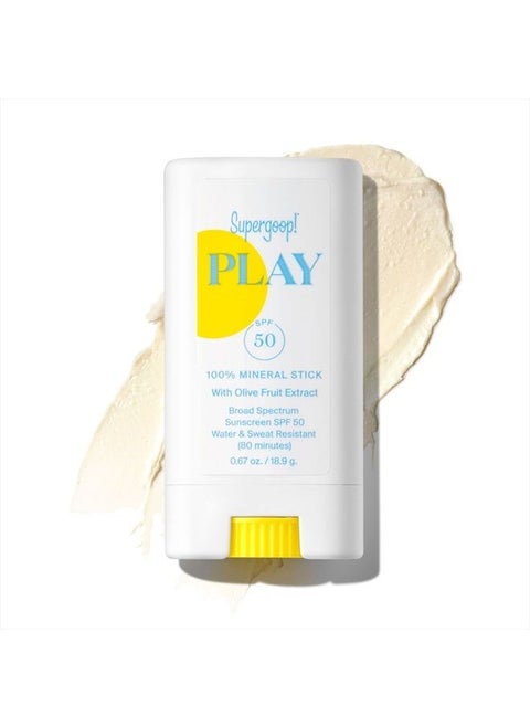 100% Mineral Sunscreen Stick, .67 oz - Full Coverage SPF 50 Broad Spectrum Face Sunscreen For Sensitive Skin with Olive Fruit Extract - Water Resistant - Great for Active Days