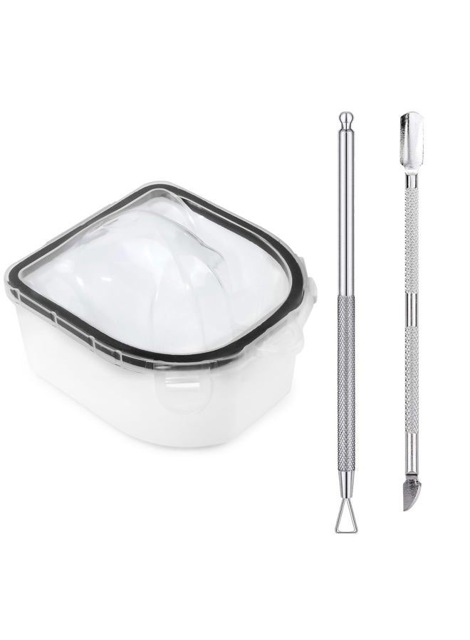 Yokilly Nail Soaking Bowl, Soak Off Gel Polish Dip Powder Remover Hand Acetone Nail Soak Off Bowl Manicure Bowl with Triangle Cuticle Peeler and Stainless Steel Cuticle Pusher Nail Art Tool (Black-3PCS Set) - Image 1