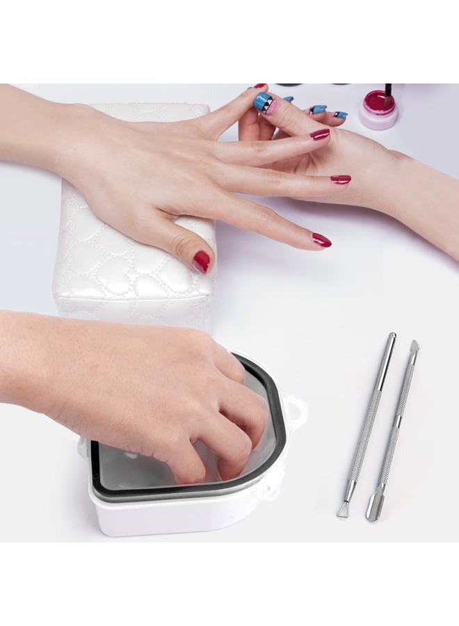 Yokilly Nail Soaking Bowl, Soak Off Gel Polish Dip Powder Remover Hand Acetone Nail Soak Off Bowl Manicure Bowl with Triangle Cuticle Peeler and Stainless Steel Cuticle Pusher Nail Art Tool (Black-3PCS Set) - Image 2