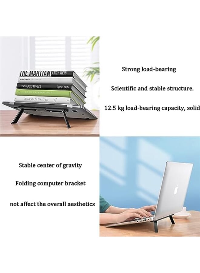 KASTWAVE Adjustable Laptop Stand Foldable Laptop Holder Ergonomic Notebook Stand Lightweight Laptop Suitable For Home Office Self Adhesive Black - Image 2