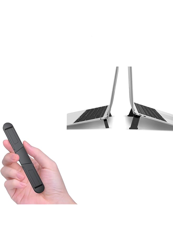 KASTWAVE Adjustable Laptop Stand Foldable Laptop Holder Ergonomic Notebook Stand Lightweight Laptop Suitable For Home Office Self Adhesive Black - Image 1