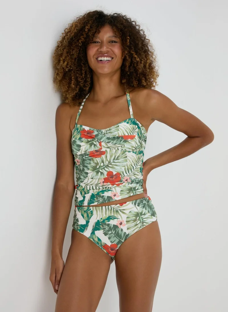 Matalan Tropical Leaf Print High Waisted Bikini Bottoms