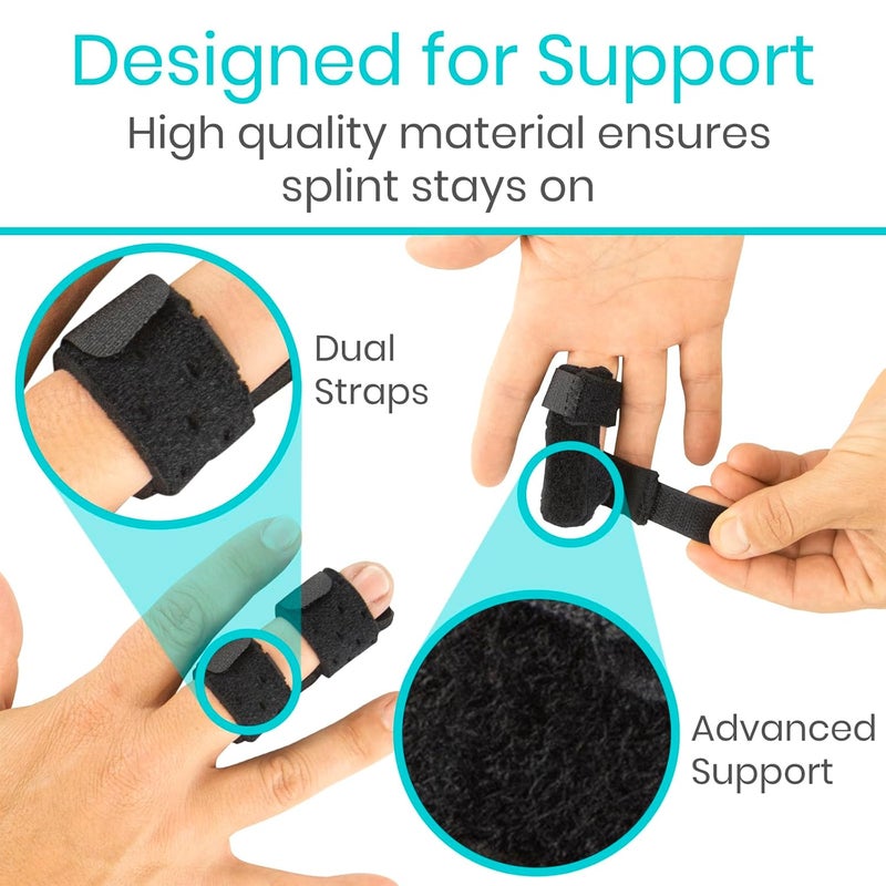 Vive Finger Splint 2 Pack  Universal Finger Straightener  Broken and Trigger Finger Splints  Finger Brace for Arthritis pain and Support  Sprain Relief for Middle Index Ring Pinky Fingers Black - Image 5