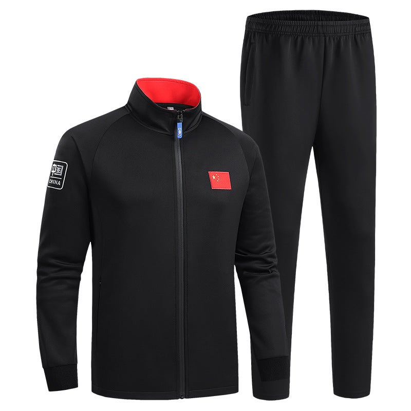 National Fashion Sports And Leisure Suit Men'S Coat Stand Collar Straight Pants Couple Sweater Men'S Pass Code Group Training Clothes - Image 1