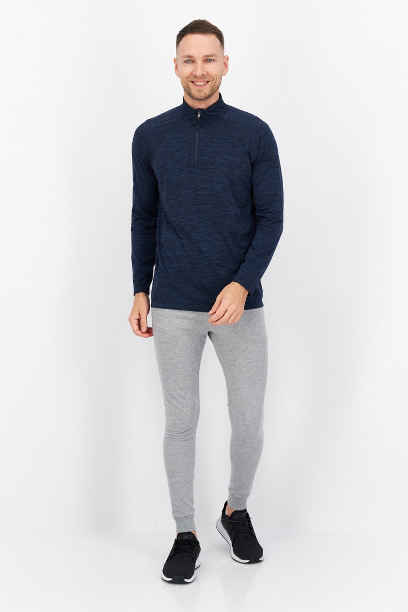 Lyle & Scott Men Mock Neck Heather Long Sleeve Sweatshirts, Navy - Image 4