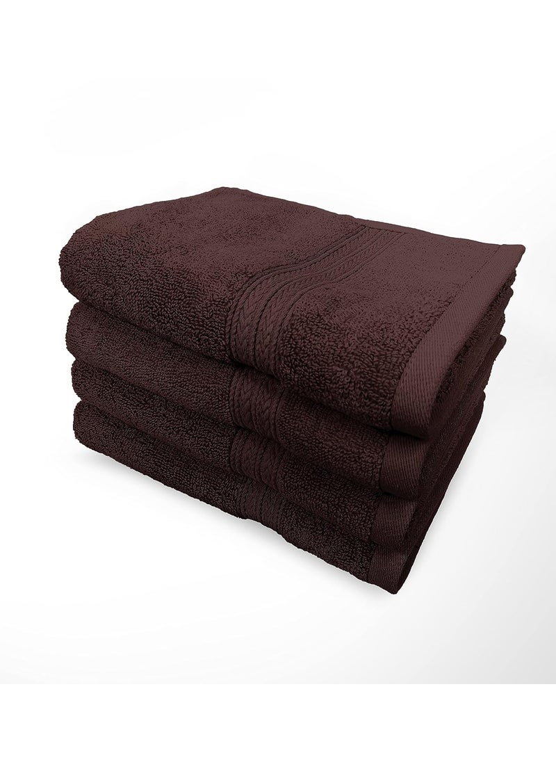 Welfic Welfic Bamboo Cotton Super Soft Hand Gym Workout Towel Set of 4 Brown  - Image 1