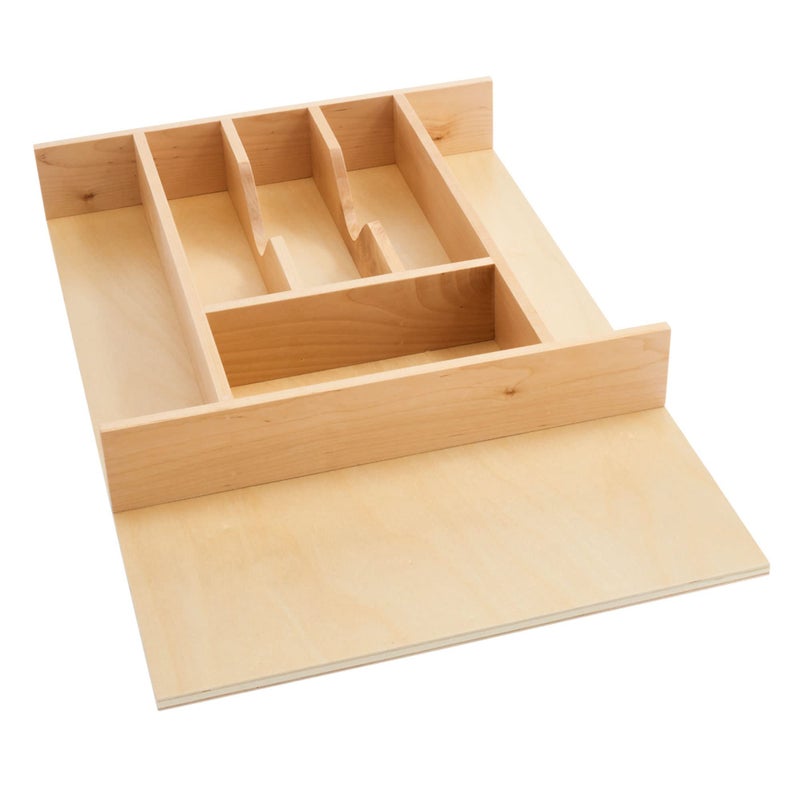 RevAShelf TrimtoFit Silverware Drawer Organizer For Kitchen Utensil Cutlery Cabinet Storage Natural Maple Wood 7 Compartment Tray Insert 4WCT1