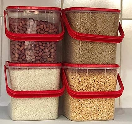 Makekartz.com Makekartzcom 5 kg Plastic Storage Container square kitchen Storage air Tight Container with Handle for Rice Flour Food GrainPack of 3 - Image 3