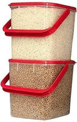Makekartz.com Makekartzcom 5 kg Plastic Storage Container square kitchen Storage air Tight Container with Handle for Rice Flour Food GrainPack of 3 - Image 2