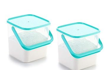 Makekartz.com Makekartzcom 5 kg Plastic Storage Container square kitchen Storage air Tight Container with Handle for Rice Flour Food GrainPack of 3 - Image 5
