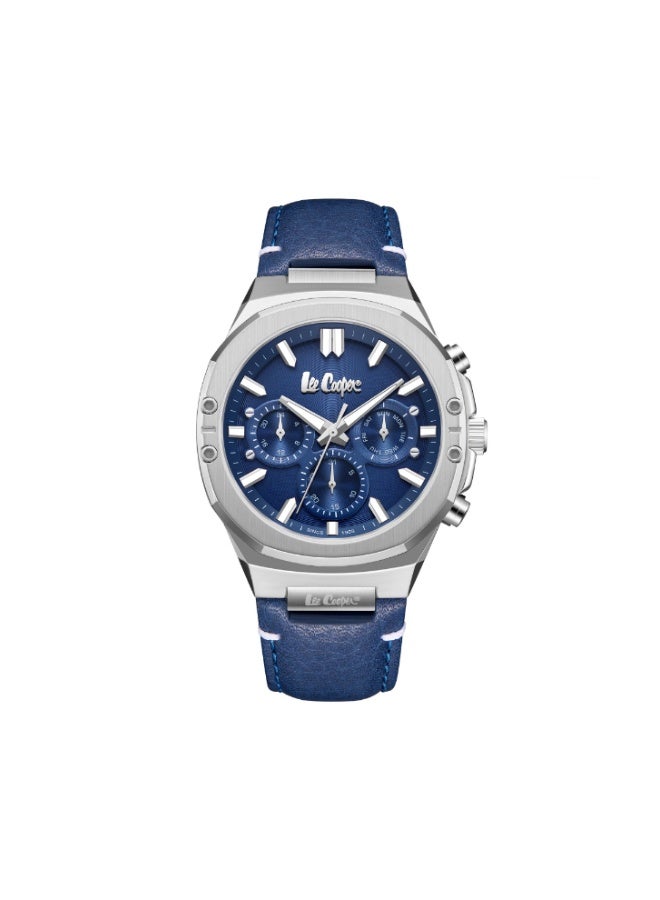 Lee Cooper Dark Blue Men's Leather Multi Function Watch LC07992