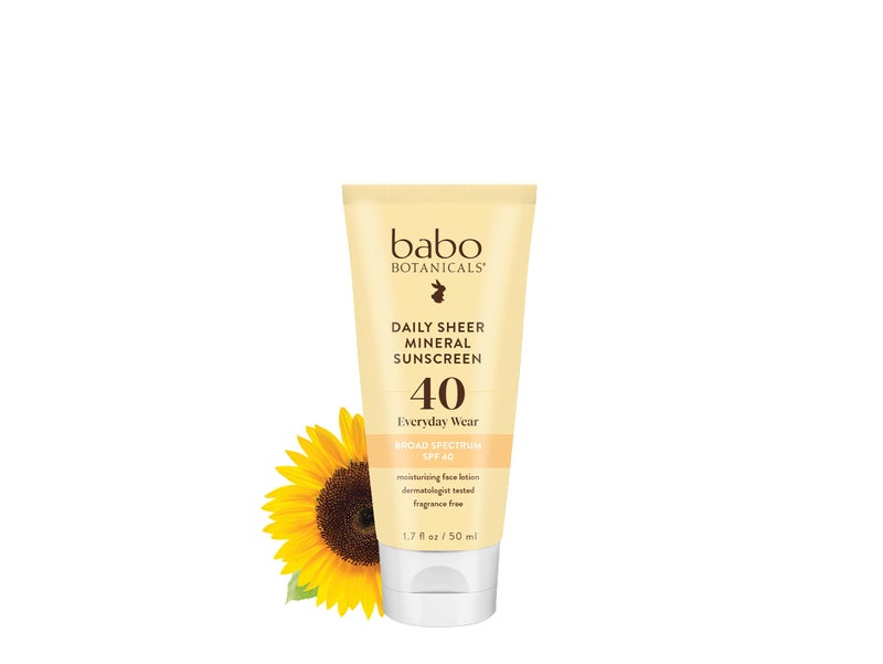 Babo Botanicals Daily Sheer Mineral Face Sunscreen Lotion SPF 40, Fragrance Free, 1.7 Fl Oz - Image 1