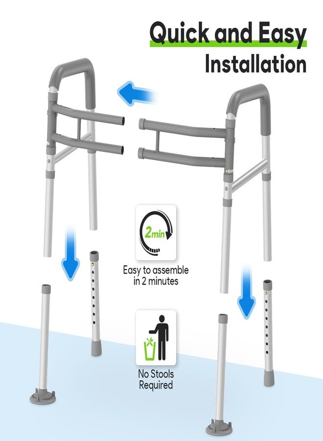 Delog Stand Alone Toilet Safety Rail - Adjustable Width & Height Fit Any Toilet, Medical Toilet Frame for Elderly Handicap Disabled (Gray) - Image 4